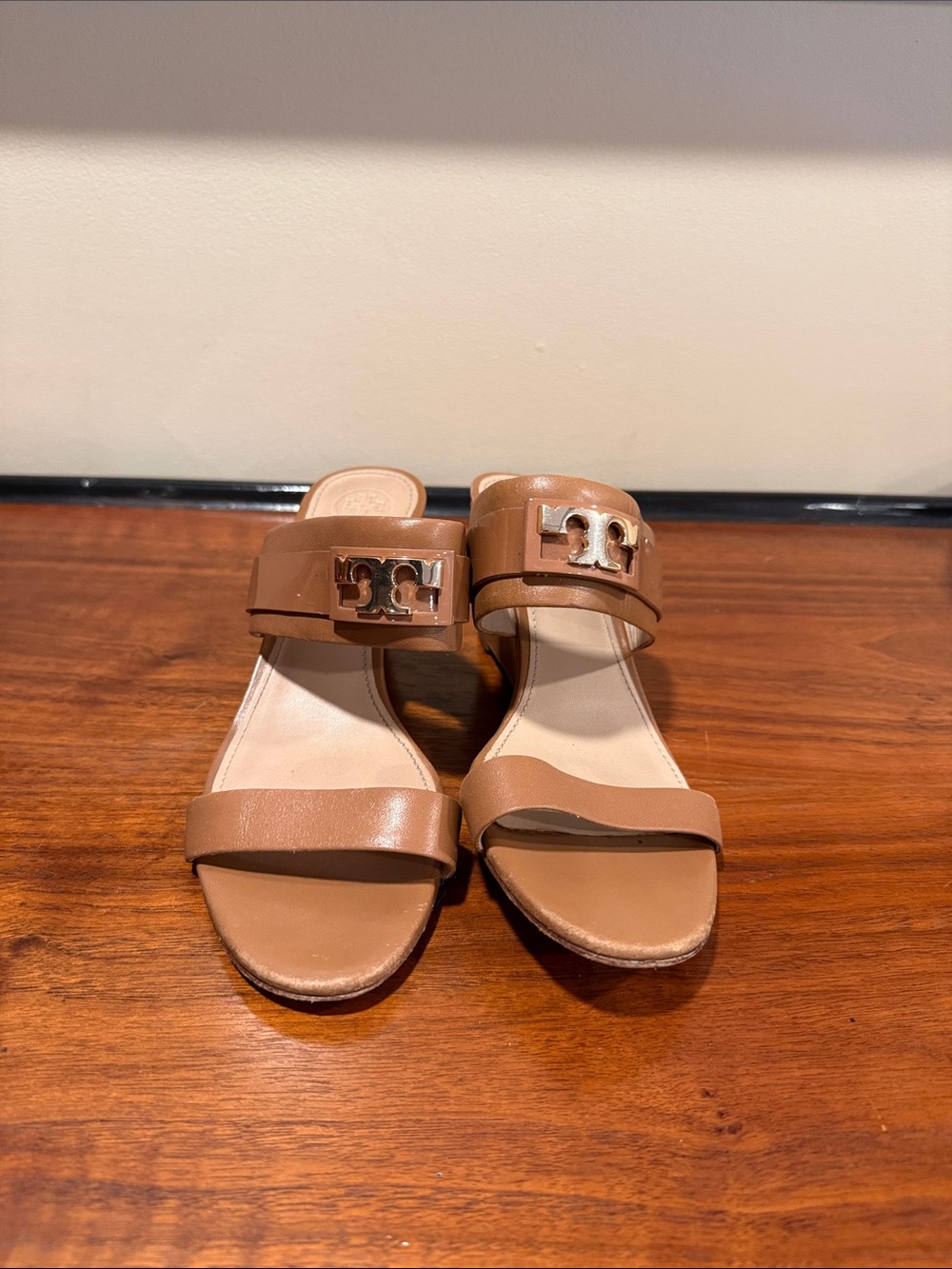 Tory Burch Brown Leather Double-Strap Slide Heels - Size 6.5